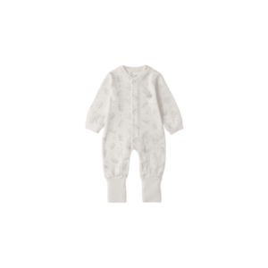 Salopeta bebe iDO din bumbac interlock cu imprimeu ursuleti si iepurasi Crem imagine