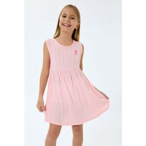 Rochie cu broderie logo discreta Muslin - Roz pastel imagine