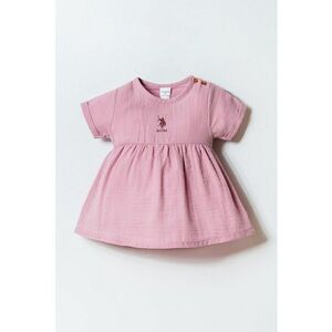 Rochie din bumbac cu logo - Roz prafuit imagine