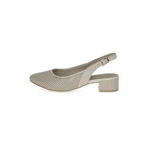 Pantofi de piele cu varf rotund - Bej deschis imagine