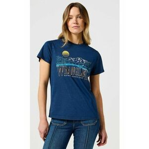 Tricou dama - grafic - bumbac - albastru - maneca scurta - imagine