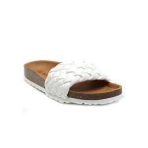 Papuci dama RICA TRENZA SOFT alb - Alb imagine