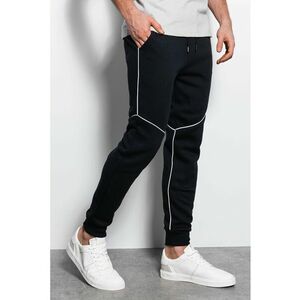 DIVERSE - Pantaloni sport din amestec de bumbac cu snur - Negru imagine