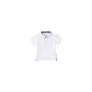 Tricou polo baieti din bumbac 100% alb Cu guler clasic si inchidere cu nasturi imagine