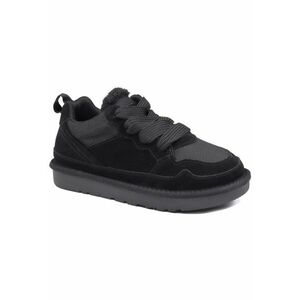 Pantofi dama sport - piele intoarsa si material textil - I1204 - Negru imagine