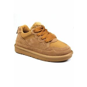 Pantofi dama sport - piele intoarsa si material textil - I1204 - Maro imagine
