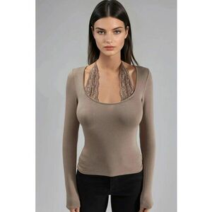 Bluza dama Slim Fit - viscoza/elastan - bej imagine