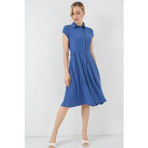 Rochie midi A-line - Textil - Albastru imagine