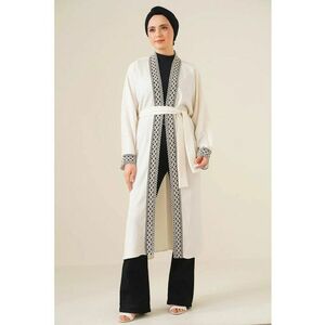 Kimono lung brodat - alb - imagine