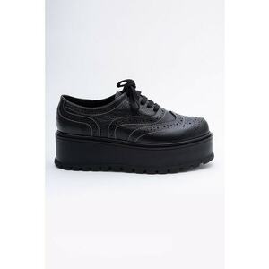Pantofi brogue flatform de piele - Negru imagine