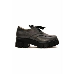 Pantofi derby de piele cu aspect masiv - Gri inchis imagine