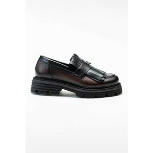 Pantofi loafer cu aspect decolorat - Visiniu/Negru imagine