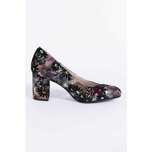 Pantofi de piele si piele intoarsa cu model - Negru imagine