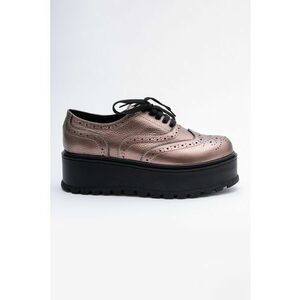 Pantofi brogue flatform de piele - Bronz imagine