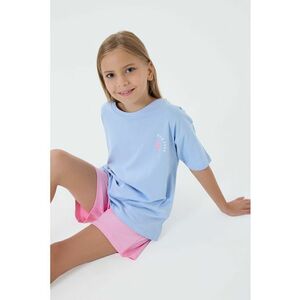 Trening cu model in doua tonuri si buzunare laterale - Roz pastel/Albastru deschis imagine