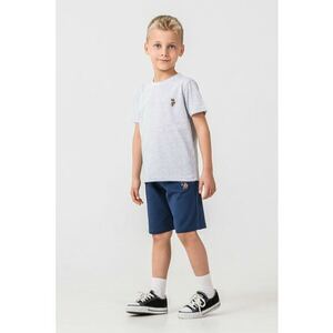 Trening scurt cu aplicatie logo discreta - Gri deschis melange/Bleumarin imagine