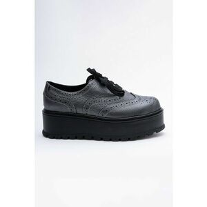 Pantofi brogue flatform de piele - Gri inchis imagine