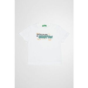 Tricou de bumbac cu imprimeu logo - Alb/Portocaliu mandarina imagine