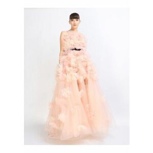 Rochie maxi cu aplicatii cu floare din tul Juliette - Roz pudrat imagine