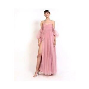Rochie maxi din tul cu cristale aplicate Letizia - Roz pudrat imagine