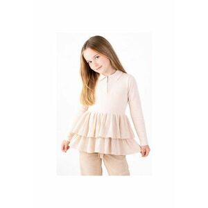 Bluza polo cu garnituri cu volane - Maro camel imagine