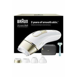 Epilator IPL Silk-expert PRO 5 Senzor automat & continuu Skin pro 2.0 - 400.000 impulsuri - 10 niveluri de intensitate - - Alb/Auriu/Gri inchis imagine