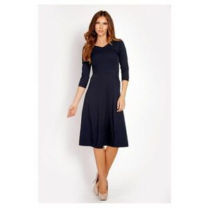 Rochie Dama - L014 - Trapez - Eleganta - Maneci 3/4 - Croiala Evazata - Lungime Mini - Tesatura Confortabila cu Vascoza si Elastan - Fason Clasic - Ideala Iesiri - Gri imagine