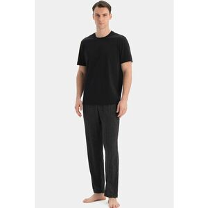 Pantaloni de pijama din amestec de modal cu model in dungi - Negru/Gri inchis imagine