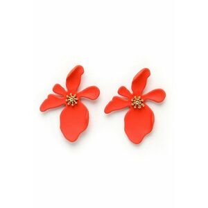 Cercei in forma de floare placati cu aur de 18K - Auriu - Auriu/Coral imagine