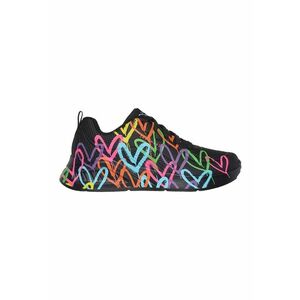 Pantofi sport de piele ecologica cu imprimeu contrastant Uno-Highlight Love - Negru/Turcoaz/Roz imagine