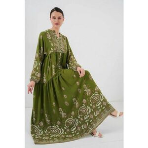 Rochie maxi dama - din viscoza - HiCCUP - cu imprimeu - decolteu in V - verde imagine