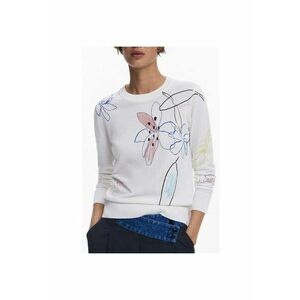 Pulover dama 25wwjf33 - model floral - alb imagine
