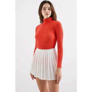 Pulover dama - BigDart - texturat cu guler inalt - tricot - Albastru imagine