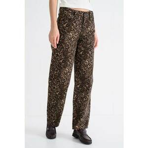 Blugi cu croiala ampla si animal print - Maro imagine