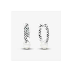 Cercei rotunzi tip Pave cu perle de apa dulce Zirconiu - Argint 925 imagine