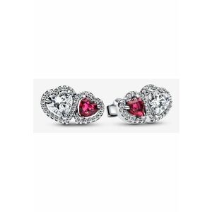Cercei cu doua Inimioare tip Halo din Cristal si Zirconiu Argint 925 imagine