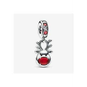 Talisman de tip pandantiv din sticla de Murano cu ren cu nas rosu - Argint 925 imagine
