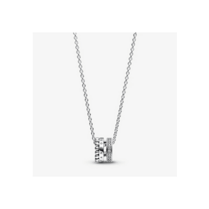 Colier cu Pandantiv tip Signature Logo pave Zirconiu Argint 925 - 45 cm imagine
