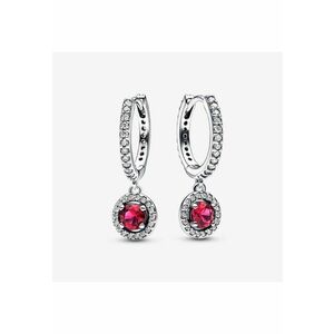 Cercei Eleganti rotunzi rosii stralucitori Zirconiu si Argint 925 imagine