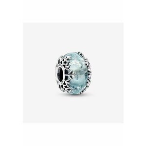 Talisman cu fulg de nea tip Murano albastru glacial - Argint 925 imagine