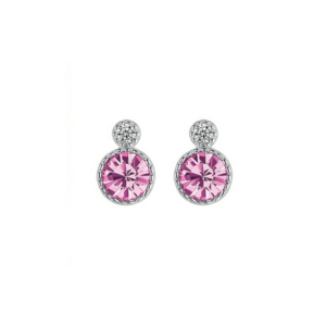 Cercei tip Majestique din Argint S925 / Rodiu - Cristal Swarovski si Zirconiu - Roz imagine