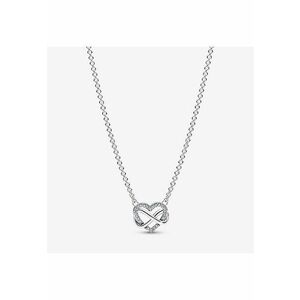 Colier cu pandantiv tip Inima Stralucitoare Zirconiu si semnul Infinitului Argint 925 - 50 cm imagine