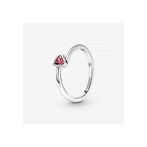 Inel tip Solitaire cu inimioara stralucitoare Zirconiu din Argint 925 - Rosu/Argintiu imagine
