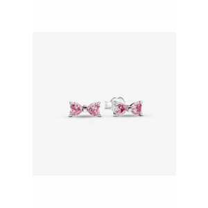 Cercei cu funda roz stralucitoare Zirconiu si Argint 925 - Certificat de conformitate si garantie/Cercei + cutie cadou imagine