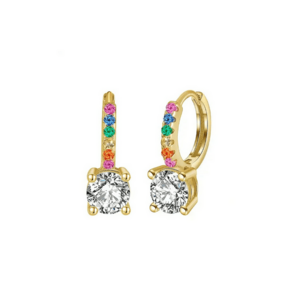 Cercei tip Curcubeu din Argint S925 / Aur 14K cu pietre Zirconiu - Multicolor imagine