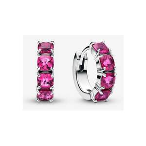 Cercei rotunzi Cristal Roz - Argint 925 imagine