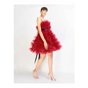 Rochie scurta cu flori din tul Giulia - Rosu imagine