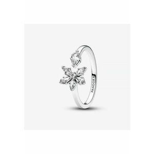 Inel deschis tip Herbarium cu floare Stralucitoare din Zirconiu si Argint 925 - imagine