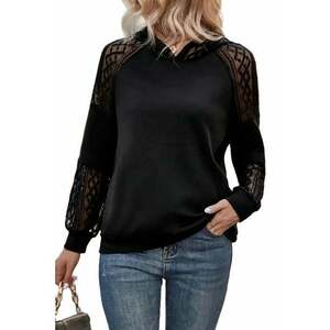 Bluza dama - cu maneca lunga - gluga - negru - jerseu imagine