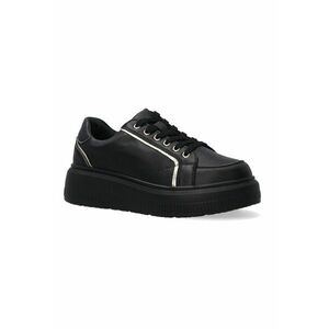 Pantofi sport din piele cu talpa wedge si accent metalizat imagine